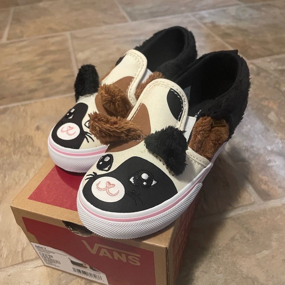 Vans Kids Shoes with Black and Brown Animal Design